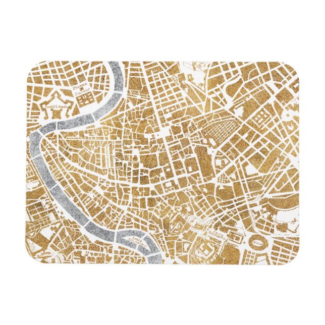 Magnet Flexible Carte De La Ville Dorée De Rome (Horizontal)