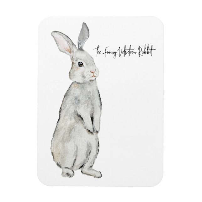 Magnet Flexible Carte de lapin en velours amusant (Vertical)