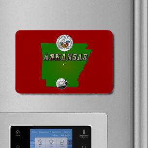 Magnet Flexible Carte de l'Arkansas, sceau et quartier des Faux