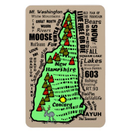 Magnet Flexible Carte de l'état du New Hampshire