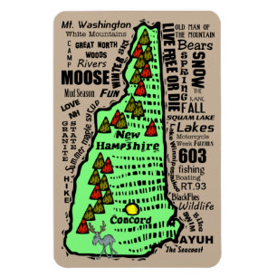 Magnet Flexible Carte de l'état du New Hampshire