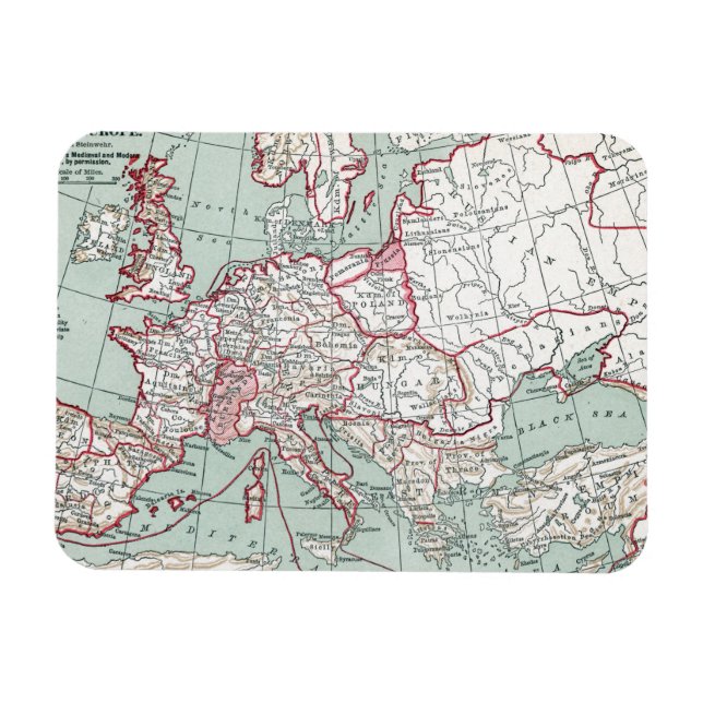 Magnet Flexible CARTE DE L'EUROPE, 12ème SIÈCLE (Horizontal)