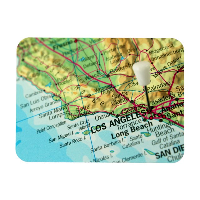 Magnet Flexible Carte de Los Angeles, Californie (Horizontal)