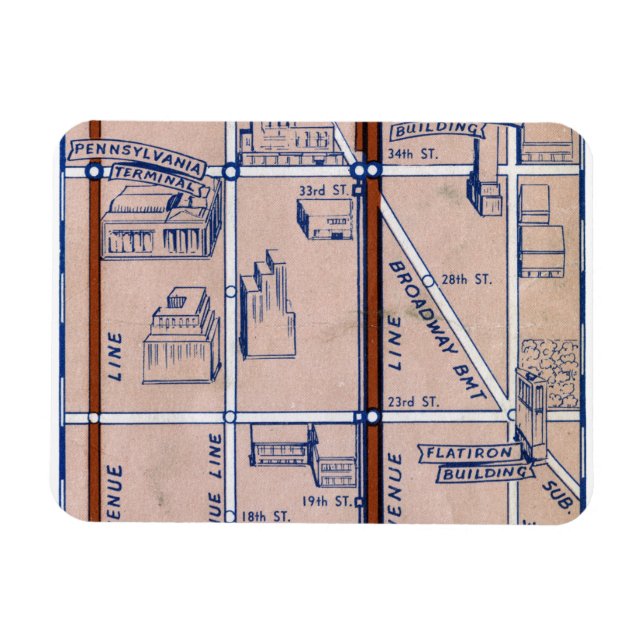 MAGNET FLEXIBLE CARTE DE MÉTRO NEW YORK, 1940 2 (Horizontal)