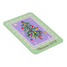 Carte de Noël Arbre de Noël Violet & Vert