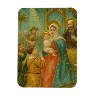 Magnet Flexible Carte de Noël de la Nativité de l'ère édouardienne