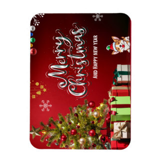 Magnet Flexible Carte de Noël rouge et vert coloré