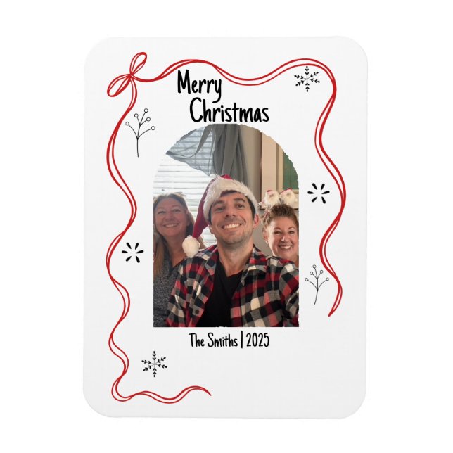 Magnet Flexible Carte de Noël Whimsical Doodle avec photo (Vertical)