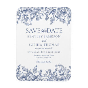 Magnet Flexible Carte de sauvegarde de date de mariage à motif flo
