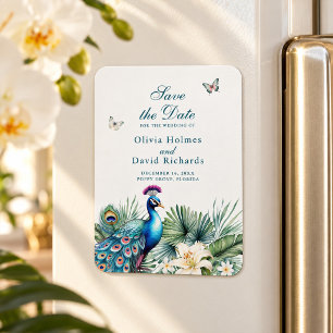 Magnet Flexible Carte de sauvegarde de mariage Paon Tropical Turqu