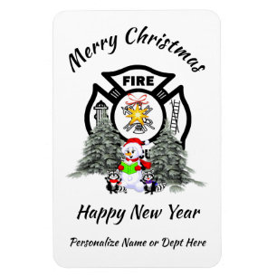 Magnet Flexible Carte de vacances du service des pompiers de Noël