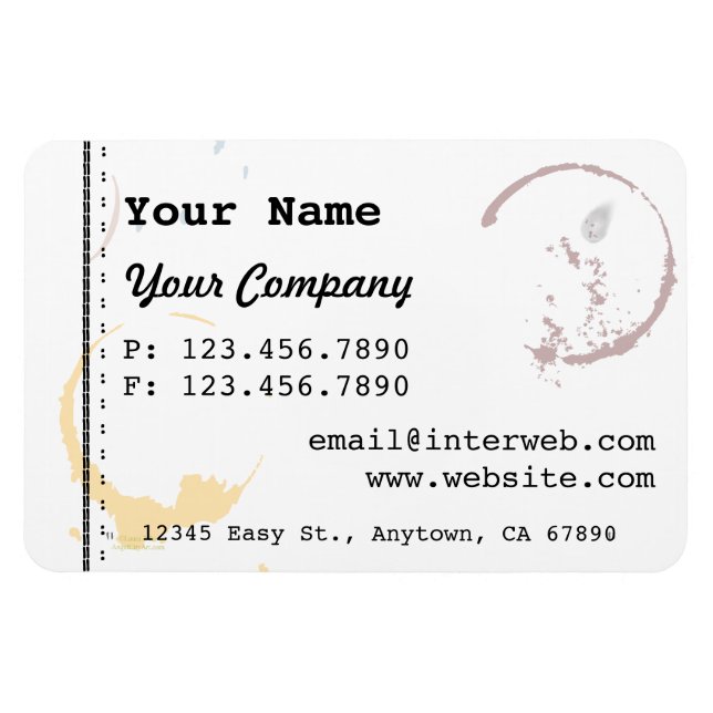 Magnet Flexible Carte de visite Personnalisé Style Café Stain Magn (Horizontal)