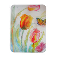 Carte de vœux aquarelle tulipe et papillon colorés