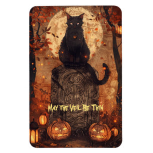 Magnet Flexible Carte de vœux Halloween Samhain Black Cat