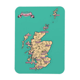 Magnet Flexible Carte de voyage illustrée d'Écosse (version sarcel