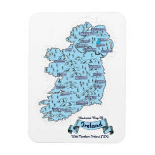 Magnet Flexible Carte de voyage illustrée d'Irlande
