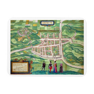 Magnet Flexible Carte d'Edimbourg, de 'Civitates Orbis Terrarum