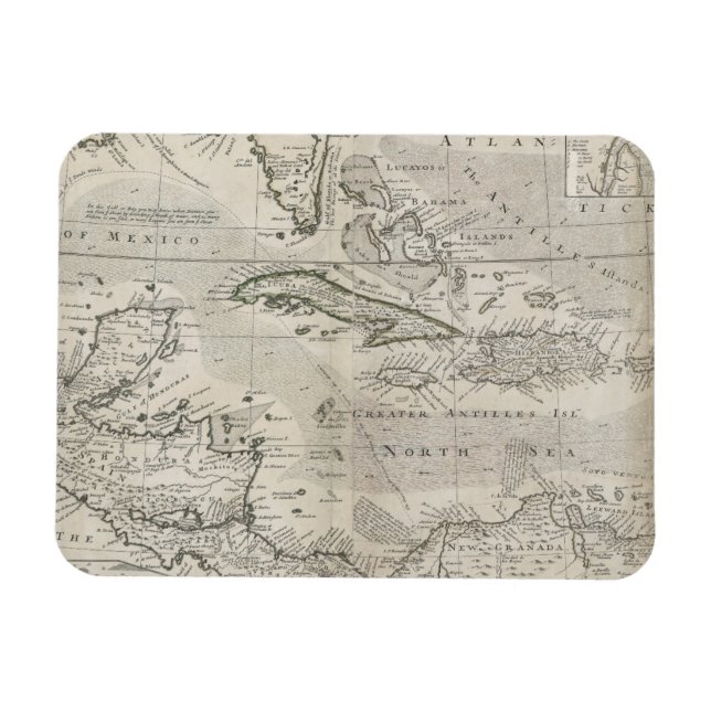 Magnet Flexible Carte des Caraïbes | 1715 (Horizontal)