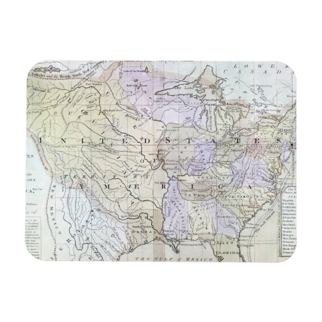 Magnet Flexible CARTE DES ÉTATS-UNIS, c1812 (Horizontal)