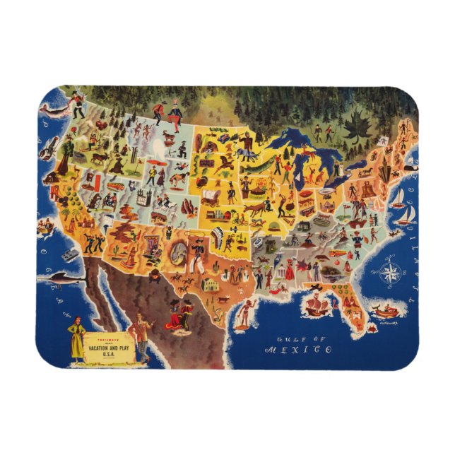 Magnet Flexible Carte des États-Unis - Vacances et Jouer (Horizontal)