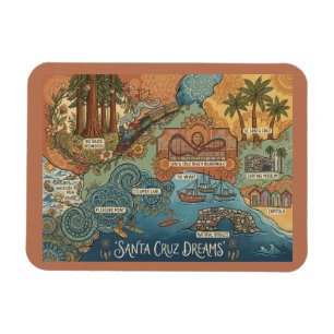 Magnet Flexible Carte des rêves de Santa Cruz Californie – Côte vi