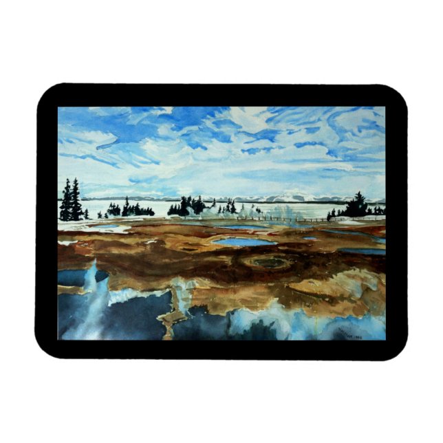 Magnet Flexible Carte d'hiver du lac Yellowstone (Horizontal)