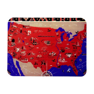 Magnet Flexible Carte du Bureau de voyage des États-Unis d'Amériqu