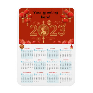Magnet Flexible Carte du calendrier chinois du Nouvel An 2023 Rabb