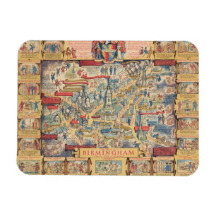 Magnet Flexible Carte du coeur de Birmingham, Angleterre