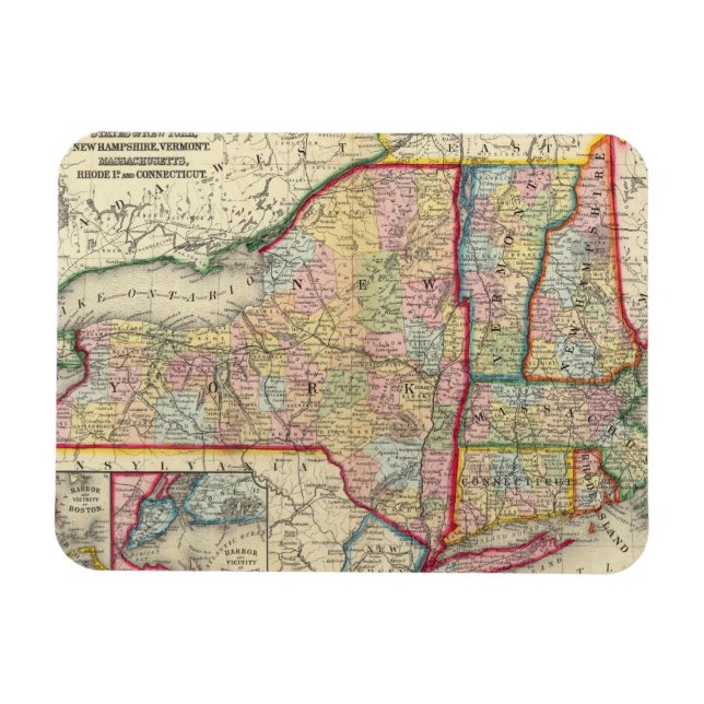 Magnet Flexible Carte Du Comté Des États De New York (Horizontal)