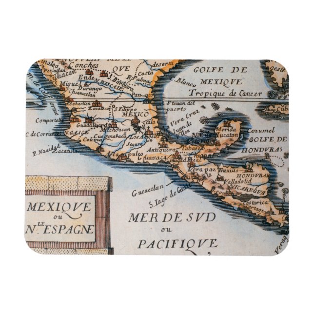 Magnet Flexible Carte du Mexique ou de la Nouvelle Espagne | 1625 (Horizontal)