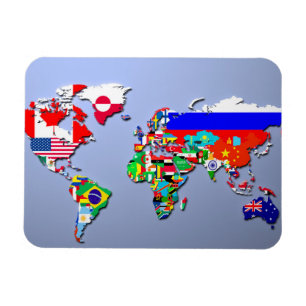 Magnet Flexible Carte du monde avec leurs drapeaux