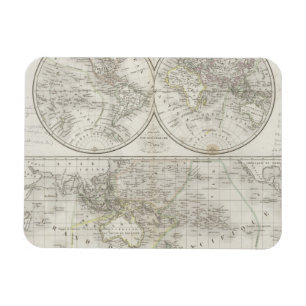 Magnet Flexible Carte du monde dans deux hémisphères