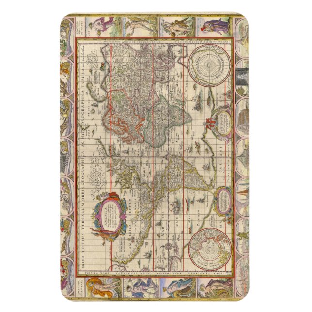 Magnet Flexible Carte du monde médiéval historique (par Willem Bla (Vertical)