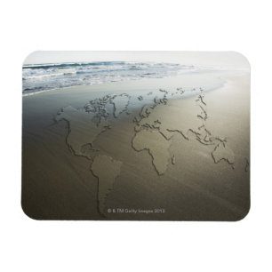 Magnet Flexible Carte du monde sur le sable