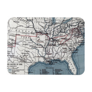 MAGNET FLEXIBLE CARTE : GUERRE CIVILE, 1861