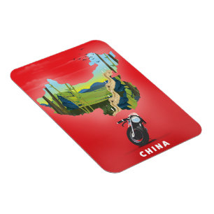 Magnet Flexible Carte illustrée de Chine affiche de voyage