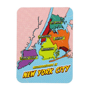 Magnet Flexible Carte illustrée de New York dans le style Pop Art