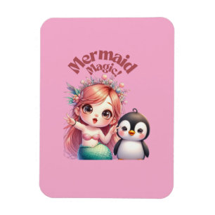Magnet Flexible Carte magique de la sirène de Noël avec un manchot