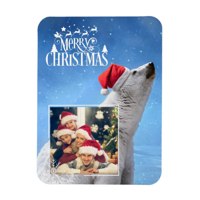 Magnet Flexible Carte magnétique photo de Noël de l'ours polaire (Vertical)