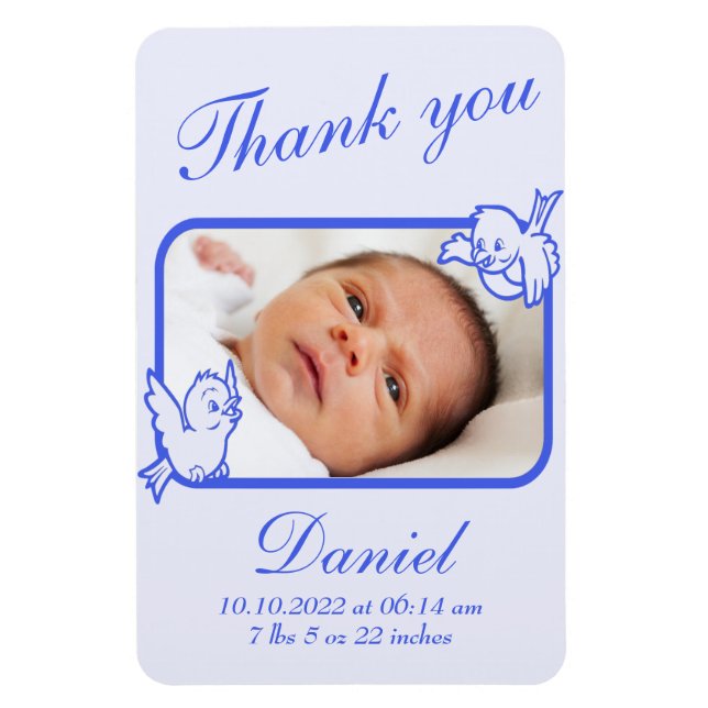 Magnet Flexible carte photo Faire-part de naissance Merci (Vertical)