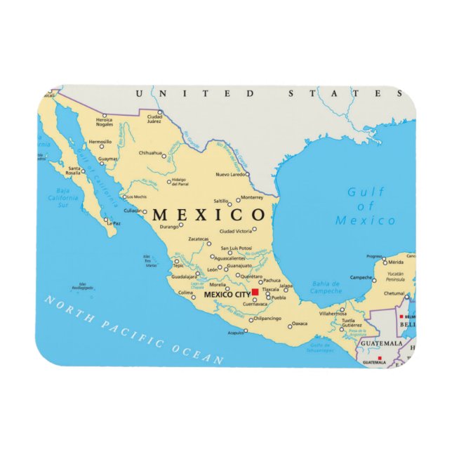 Magnet Flexible Carte politique du Mexique (Horizontal)
