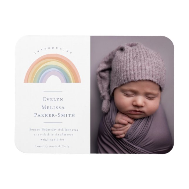 Magnet Flexible Carte postale Faire-part de naissance Rainbow Wate (Horizontal)