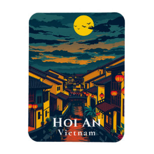 Magnet Flexible Carte postale Hoi An Vietnam Ancienne Lanterns Tow