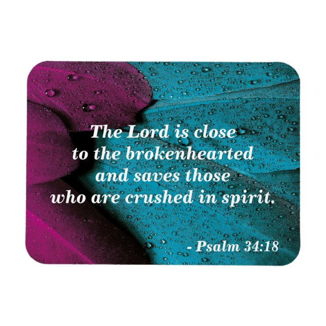 Magnet Flexible Carte postale Verse Psaume 34:18 Brokenhearted (Horizontal)