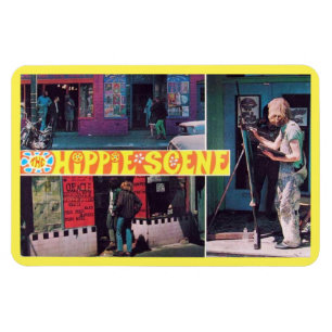 Magnet Flexible Carte postale Vintage Hippie Scene