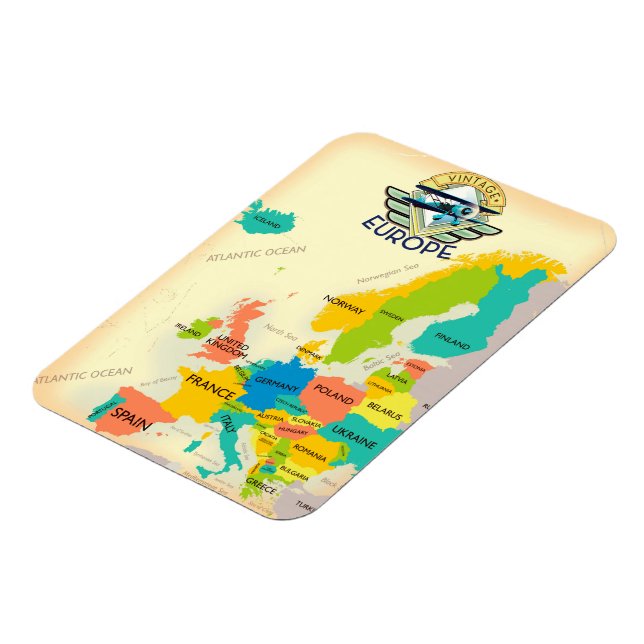 Magnet Flexible Carte Rétro De L'Europe. (Côté Gauche)