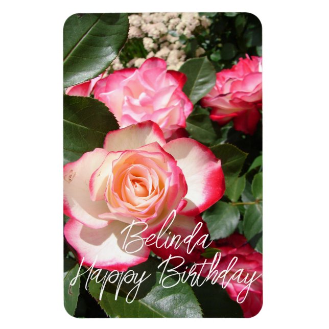 Magnet Flexible Carte Rose de fleurs Roses rouge et blanc (Vertical)