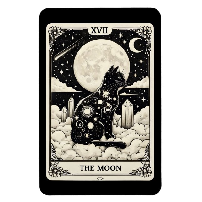 Magnet Flexible Carte Tarot Cat La Lune Graphique (Vertical)