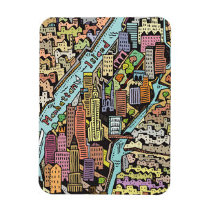 Magnet Flexible Carte tirée par la main de New York City